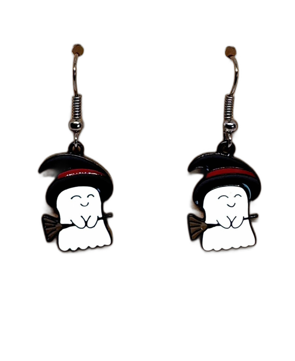 New Indio Jewelry Halloween White Ghost Earrings #2010